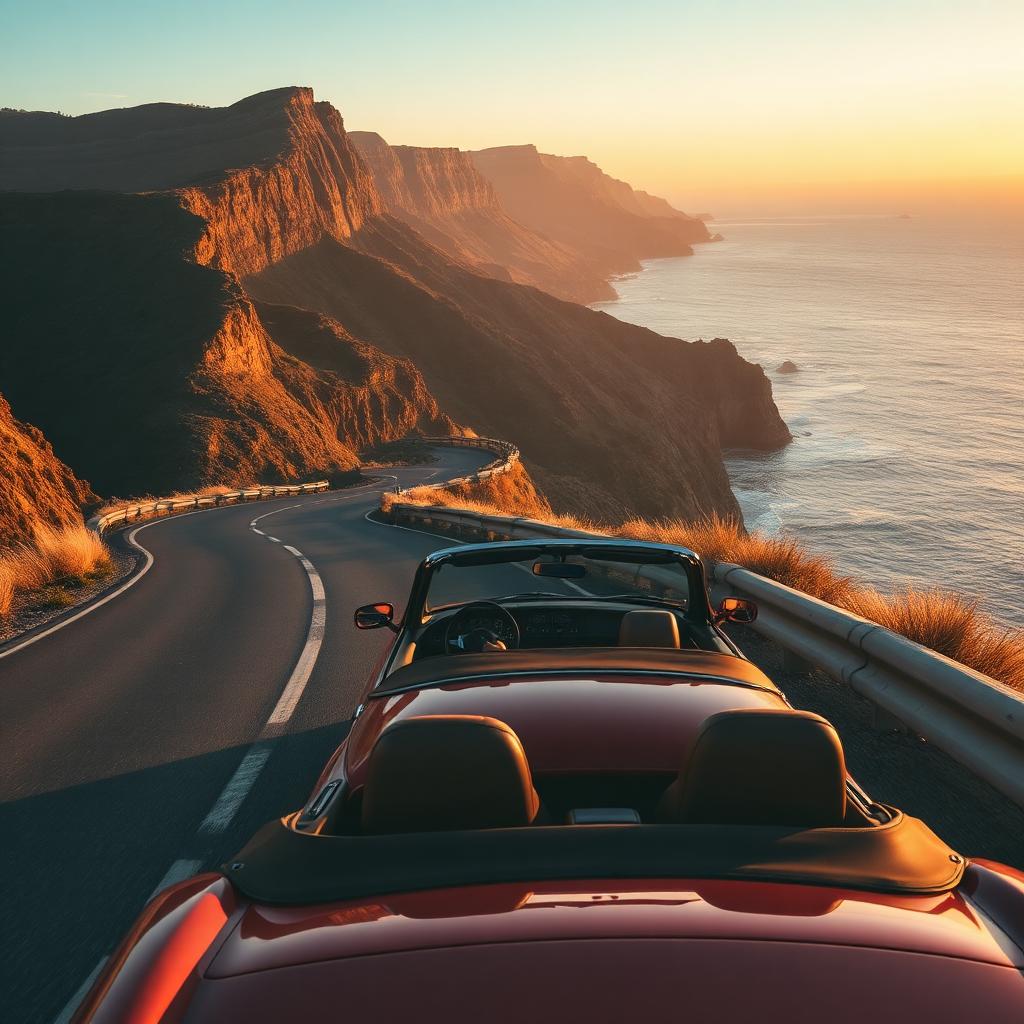Scenic coastal road trip route with multiple stops